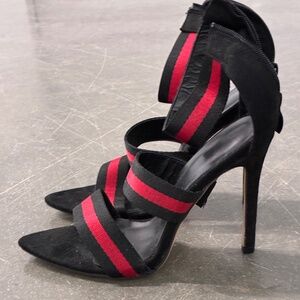 Red and Black Strappy High Heel
